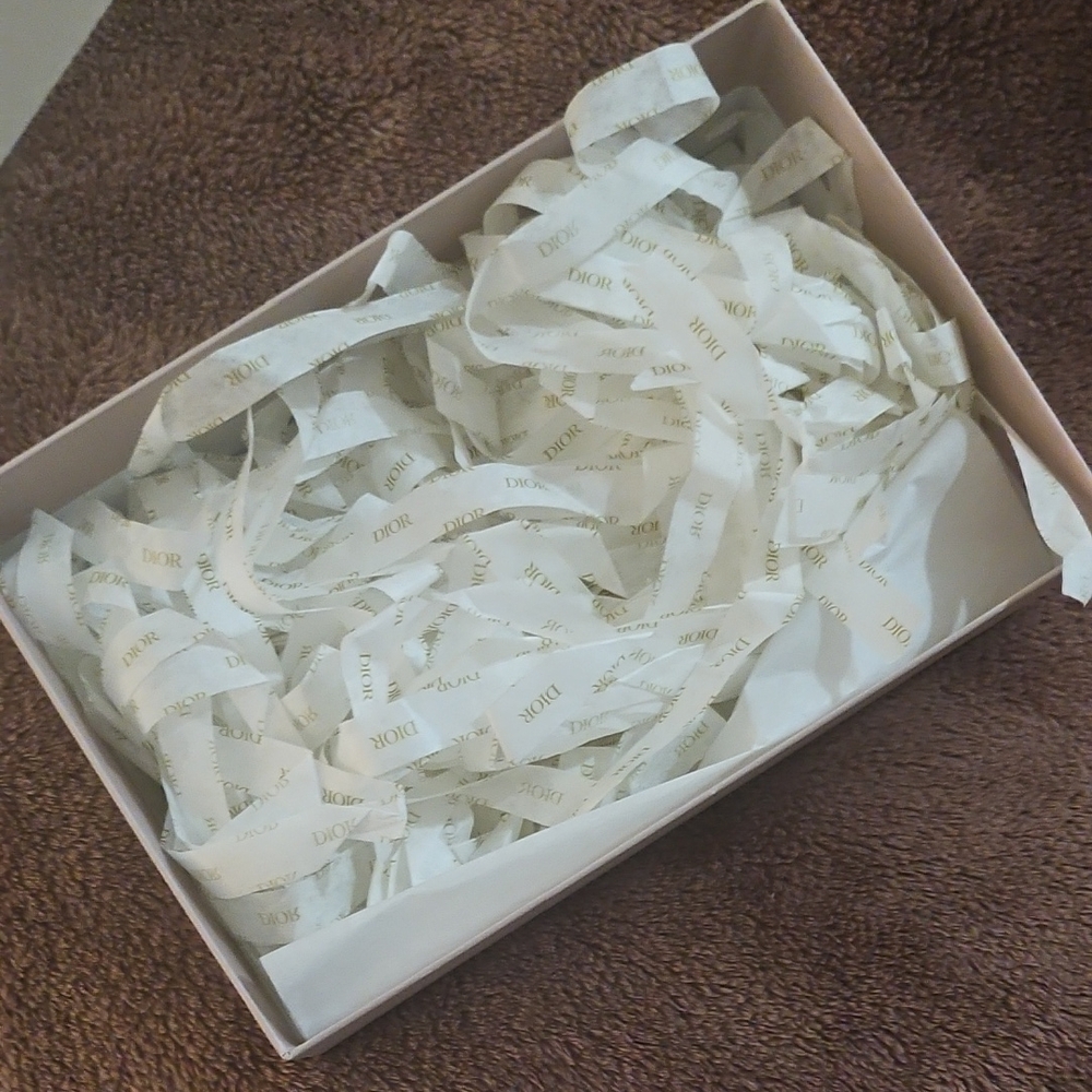 Dior White and Gold Ribbon Gift Box
